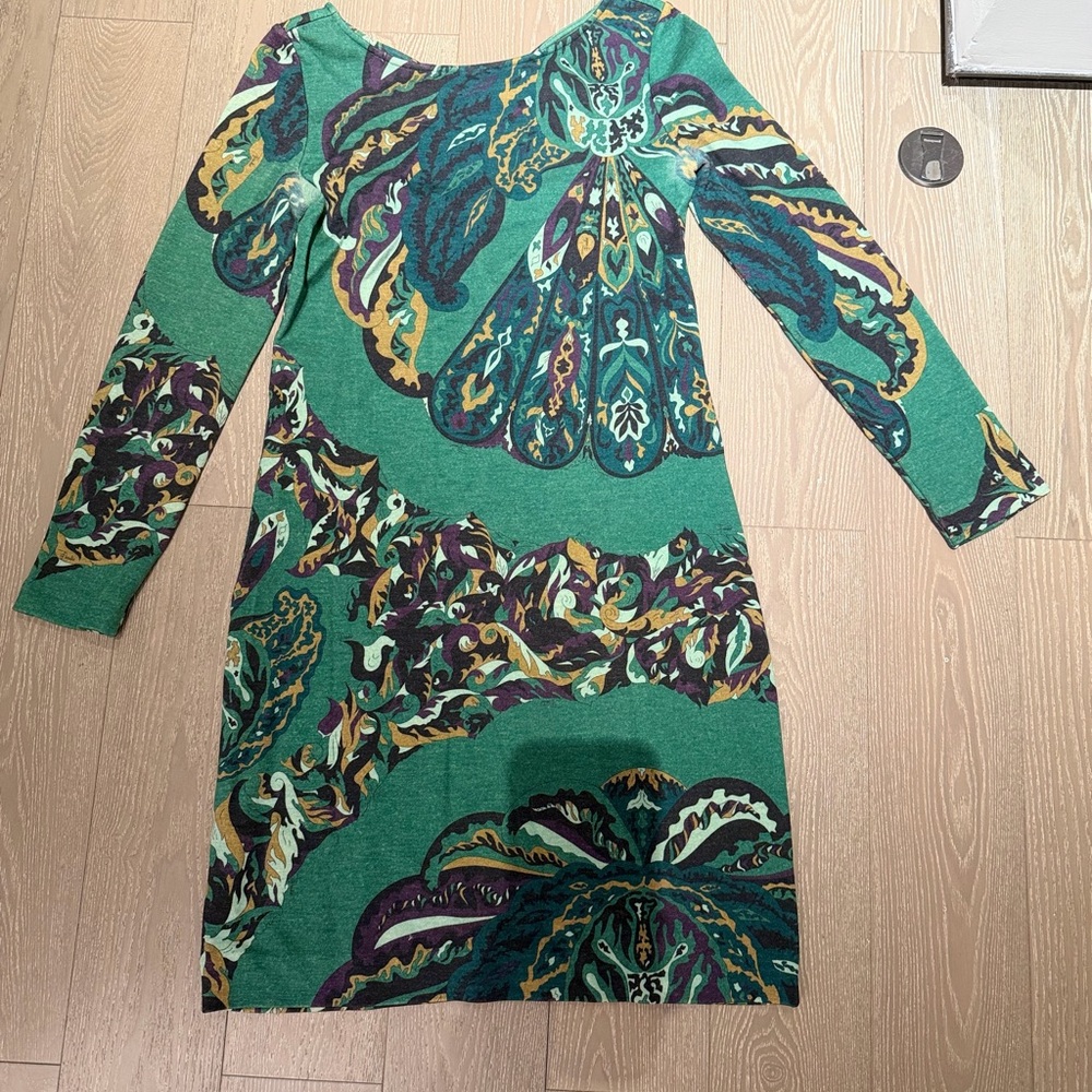 Emilio pucci Green Printed Long-Sleeve Shift Dress